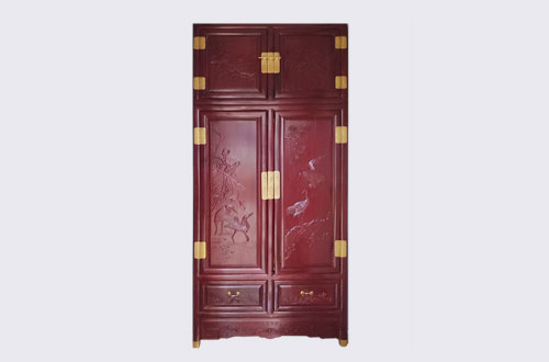 安阳高端中式家居装修深红色纯实木衣柜