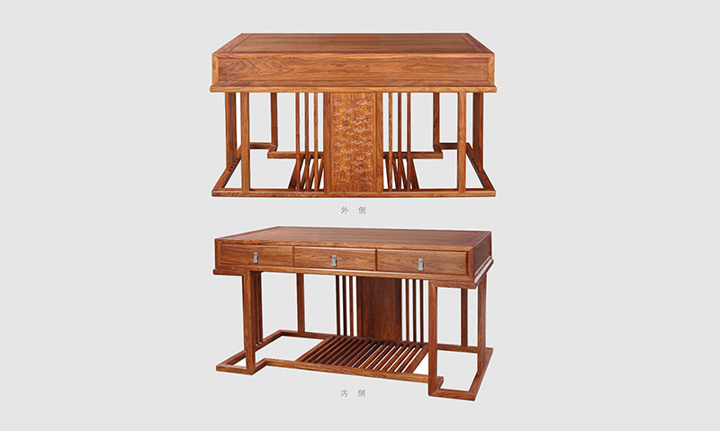 安阳 别墅中式家居书房装修实木书桌效果图